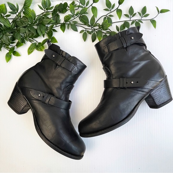 rag & bone 'Harper' Moto Boot stocked heel adjustable straps Black Size 9 - Picture 4 of 12